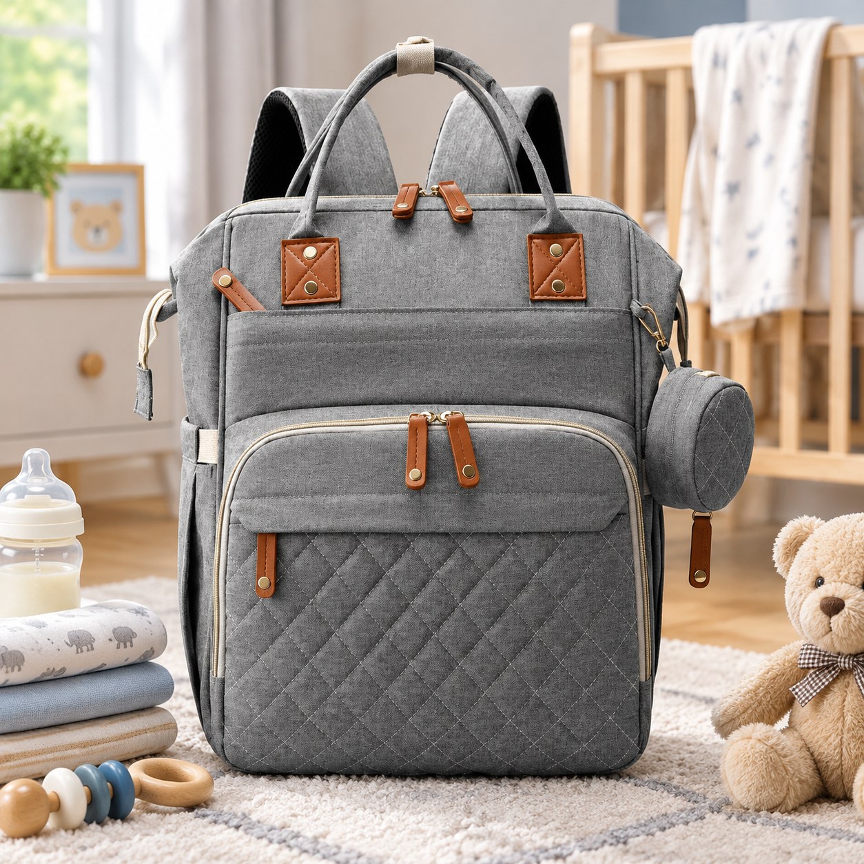 Dark Red Brand Large Capacity Diaper Bag — Pushchairs