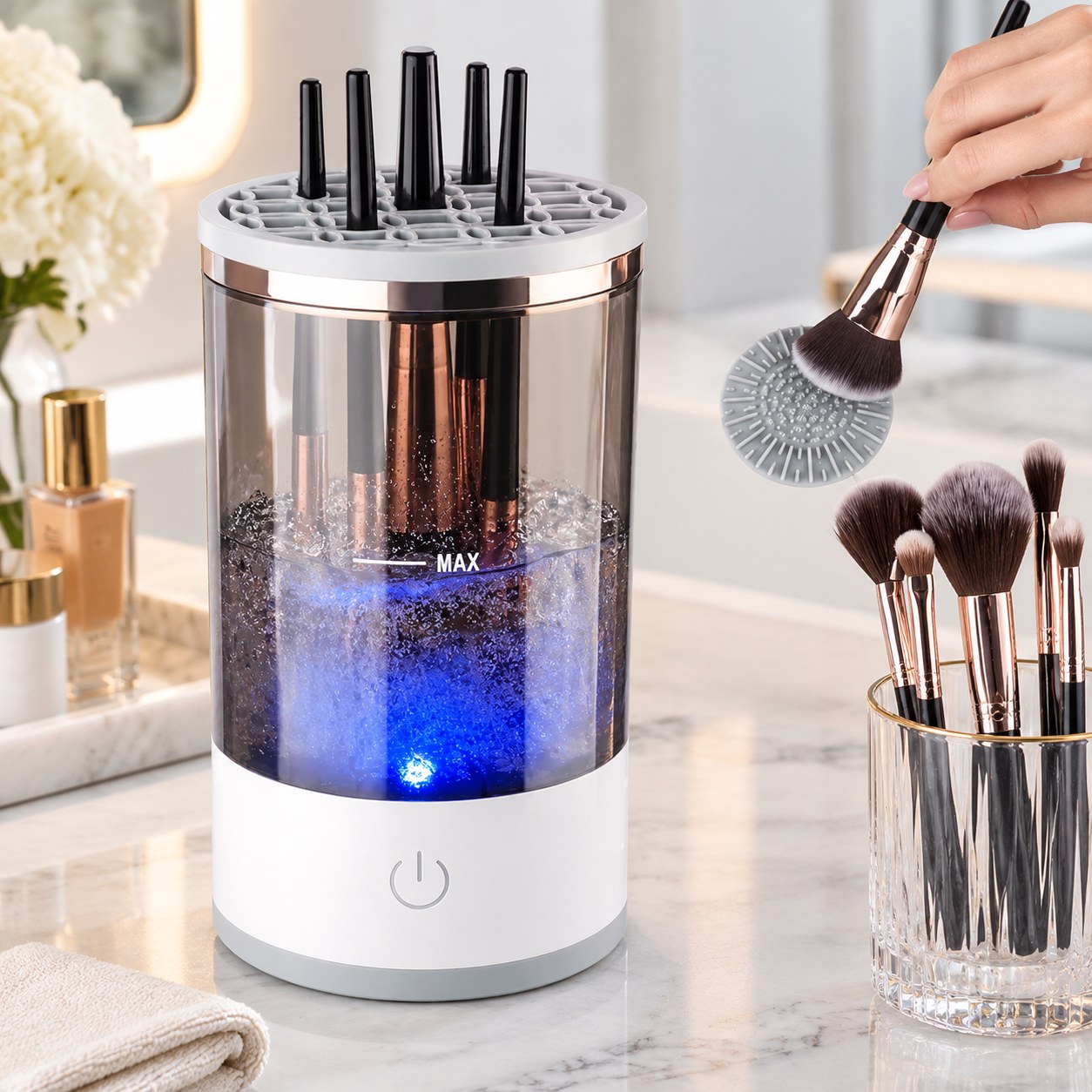 Dark Red Brand Electronic Cleaner for Cosmetic Brushes — Makeup