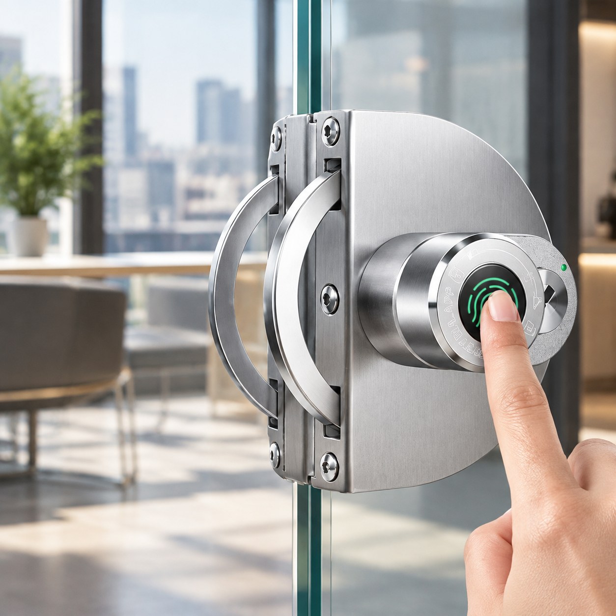 Dark Red Brand Smart Glass Door Lock — Home security