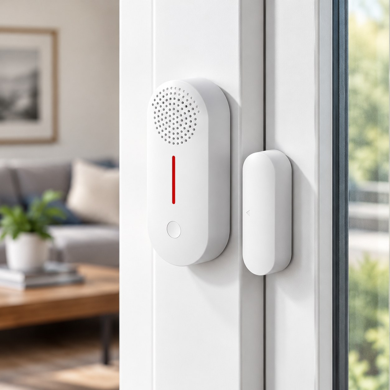 Dark Red Brand Smart Door/Window Sensor with Siren — Home security