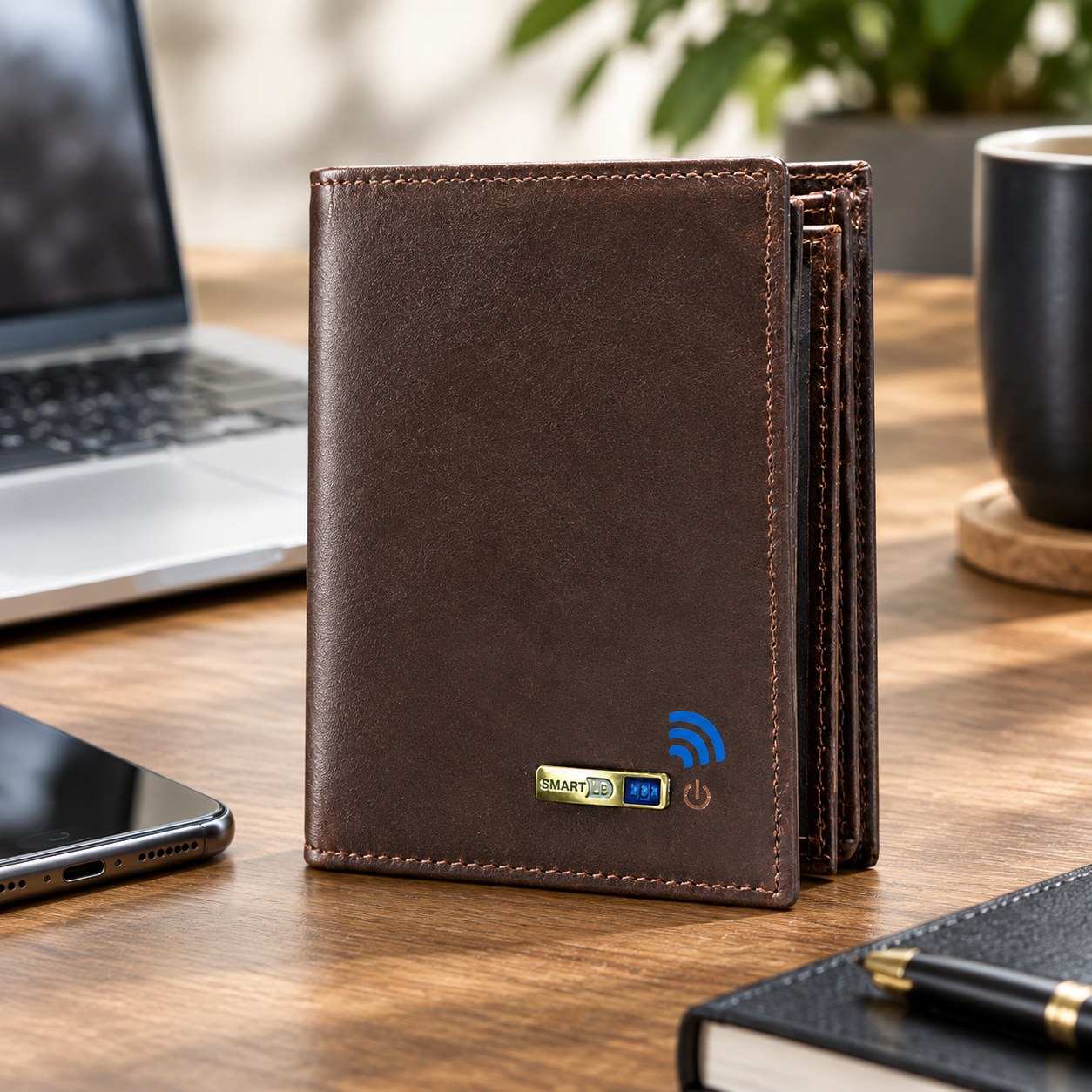 SmartLB Smart Wallet with Bluetooth, Brown — Men's accessories