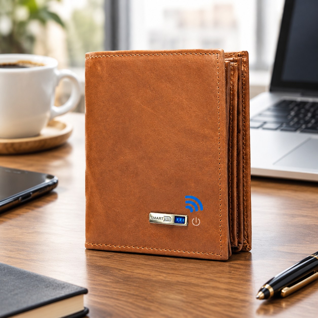 SmartLB Smart Wallet with Bluetooth, Coffee — Men's accessories
