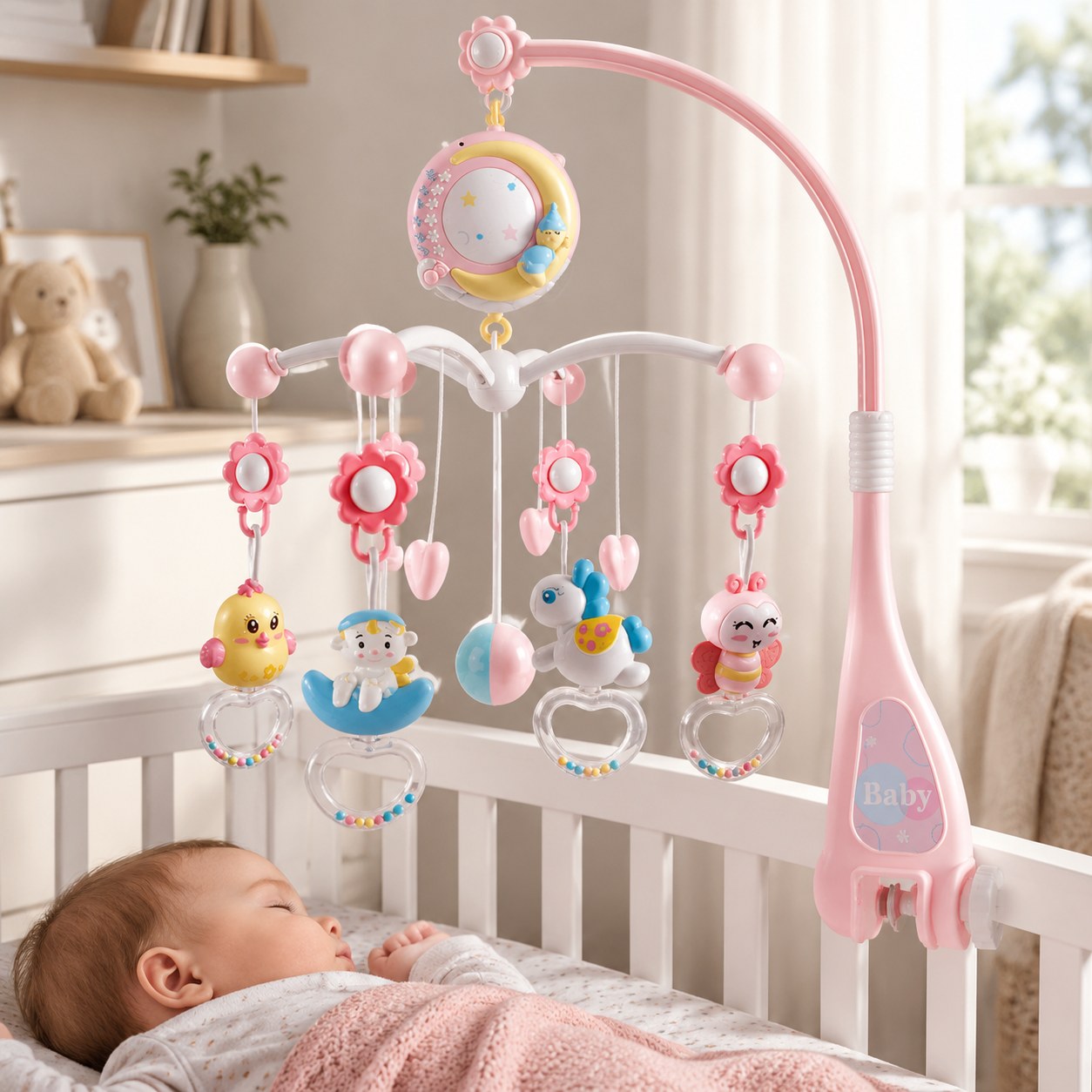 Dark Red Brand Baby Crib Mobile with Timer