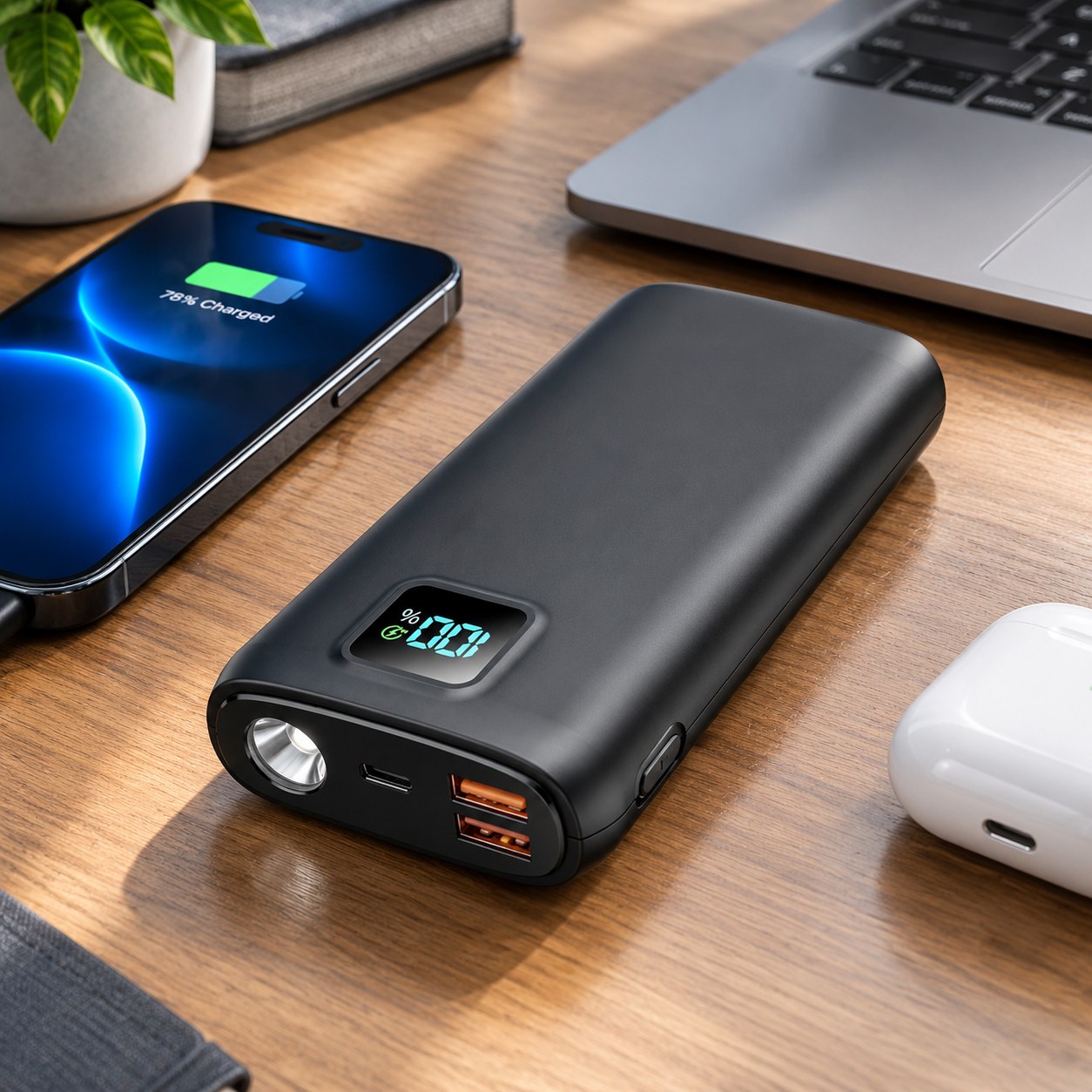Dark Red Brand Portable Charger — Phone accessories