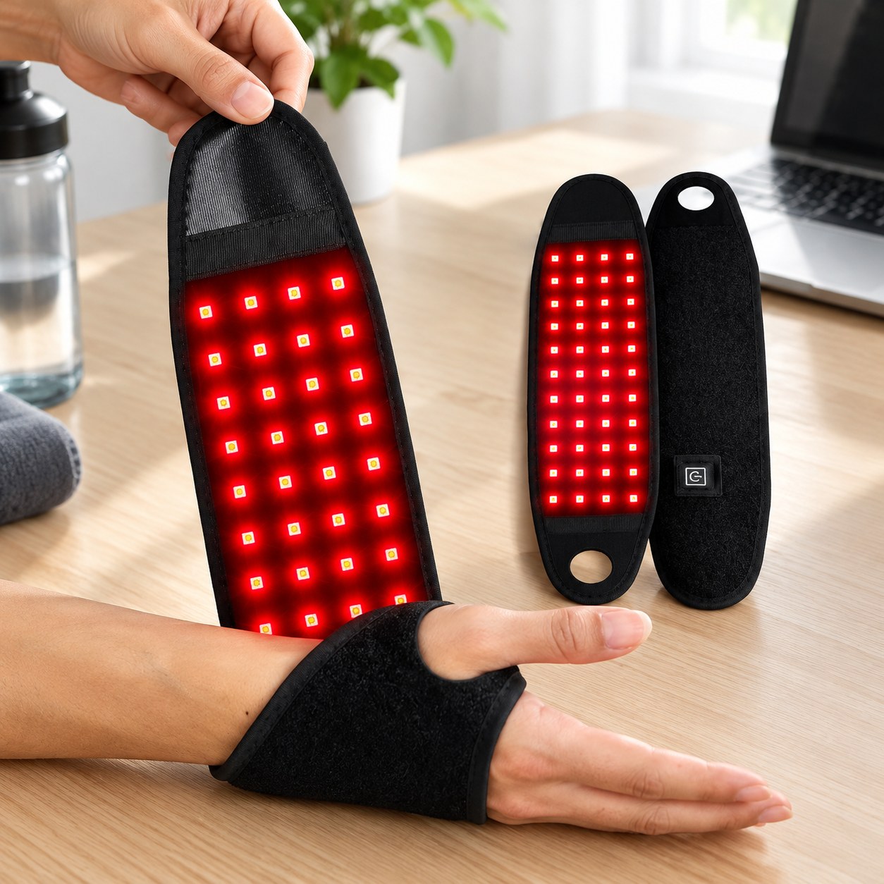 Dark Red Brand Wrist Brace with Infrared Light — Health