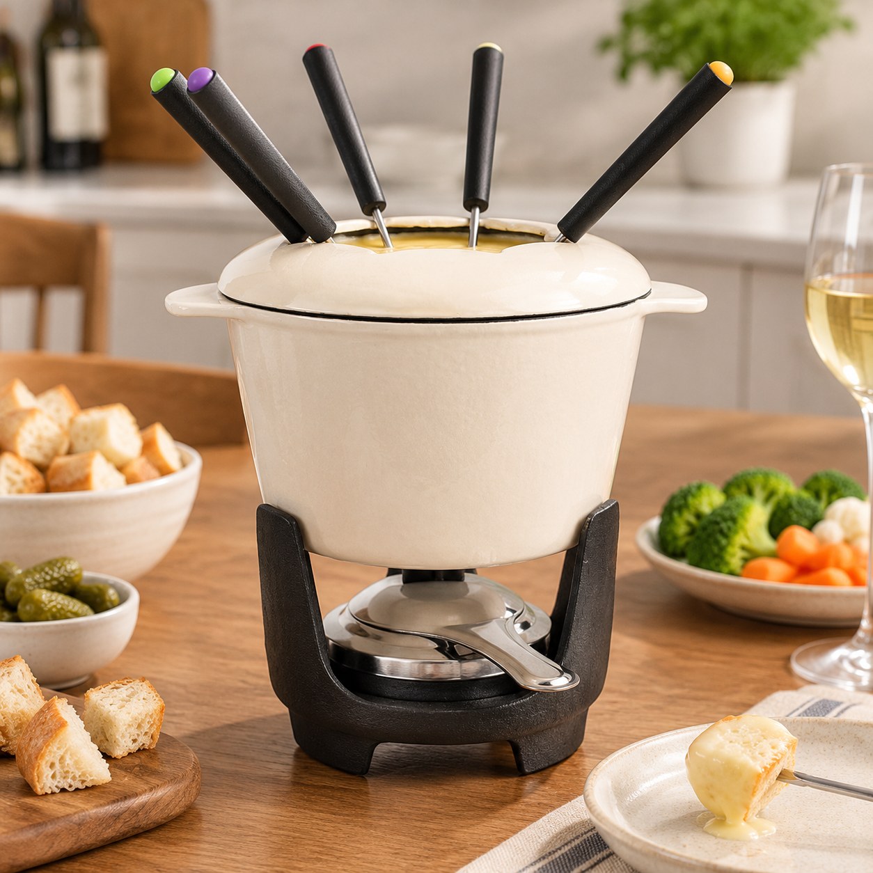 Cast Iron Fondue Pot Set — Small kitchen appliances