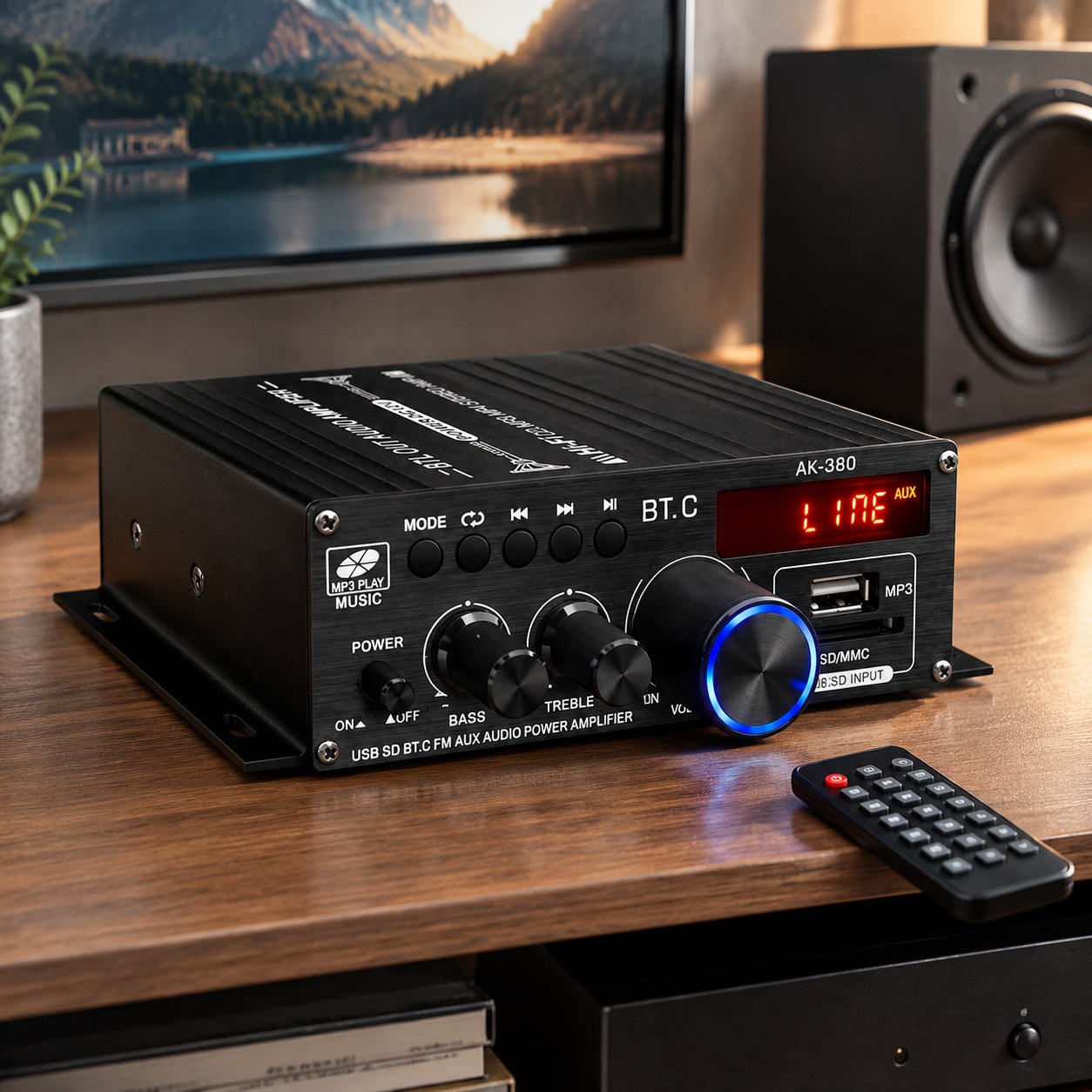 Dark Red Brand Audio Power Amplifier