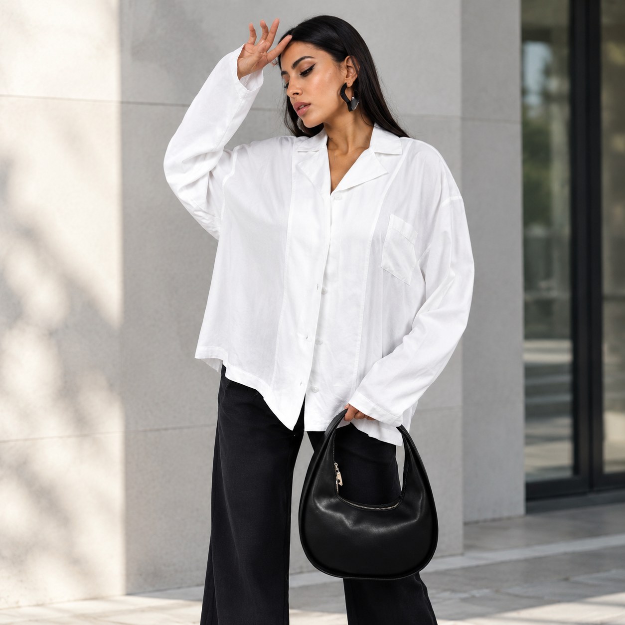 White Oversized Viscose Shirt — Women's clothing
