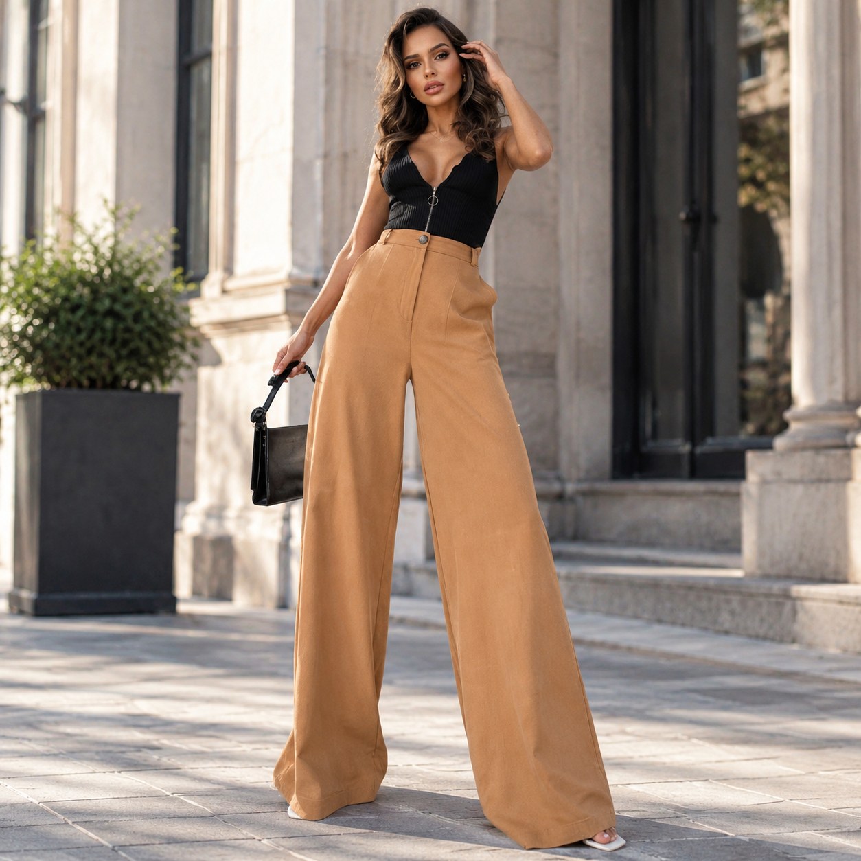 Women's Flared Pants, Brown