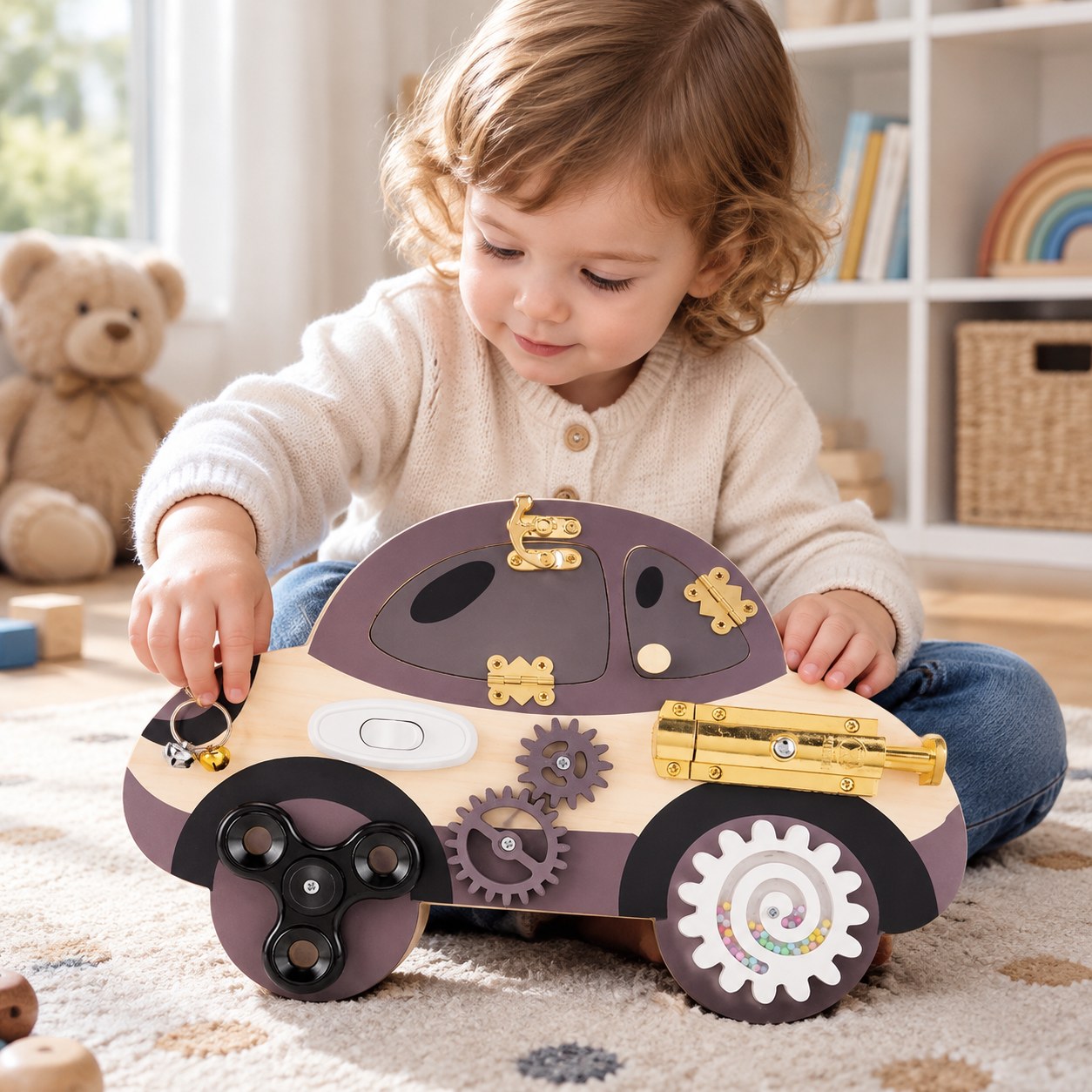 Dark Red Brand Busy Board for Kids - Car — Educational toys