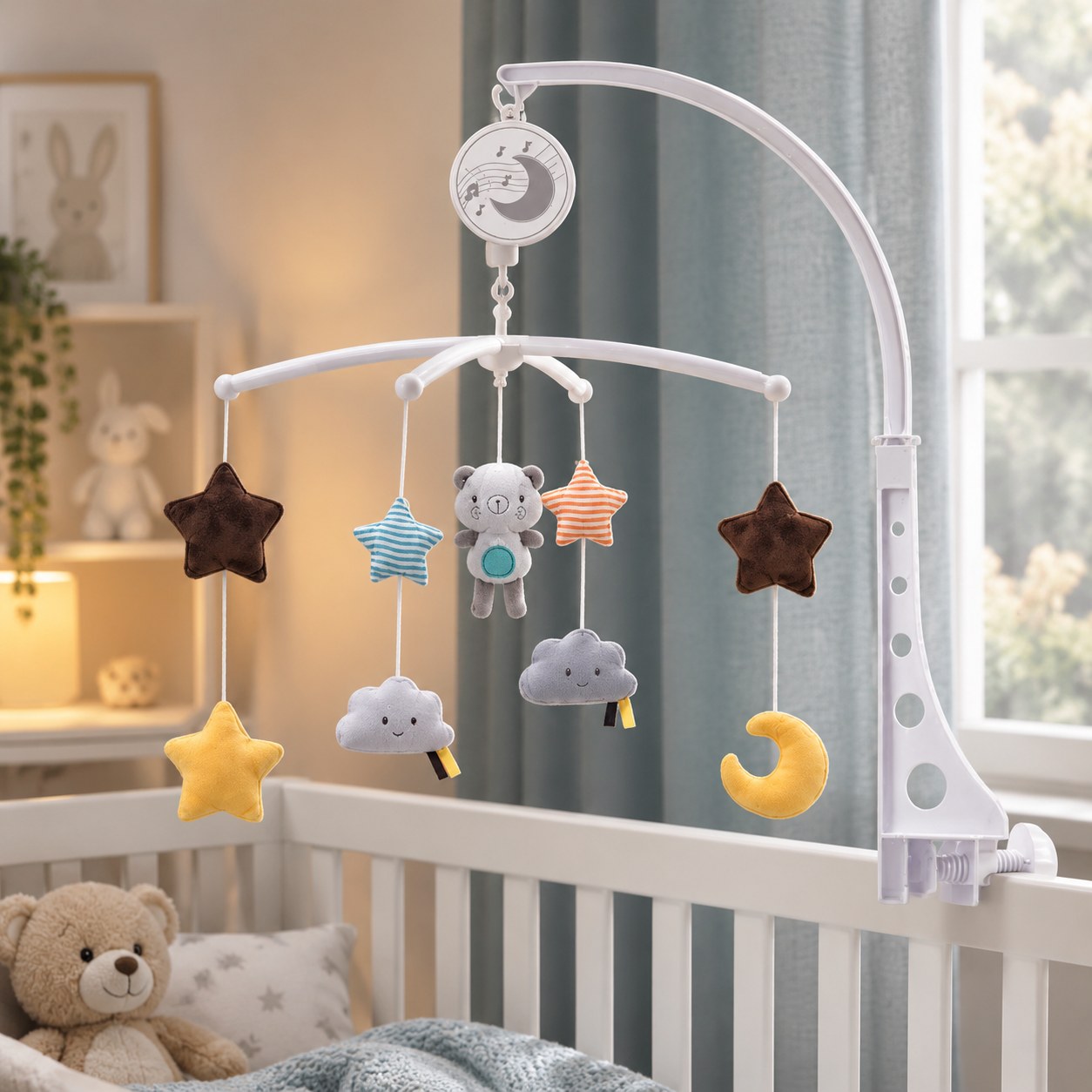 Dark Red Brand Musical Crib Mobile with Hanging Toys — Baby toys