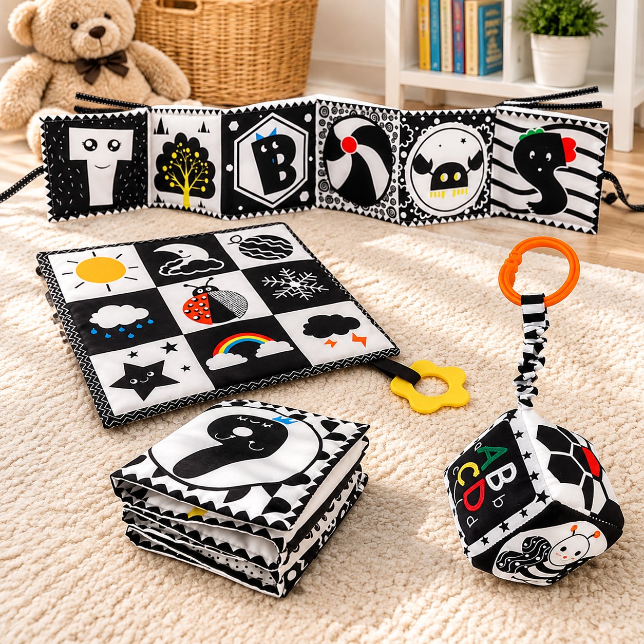 Black and White Sensory Toys Dark Red Brand — Baby toys