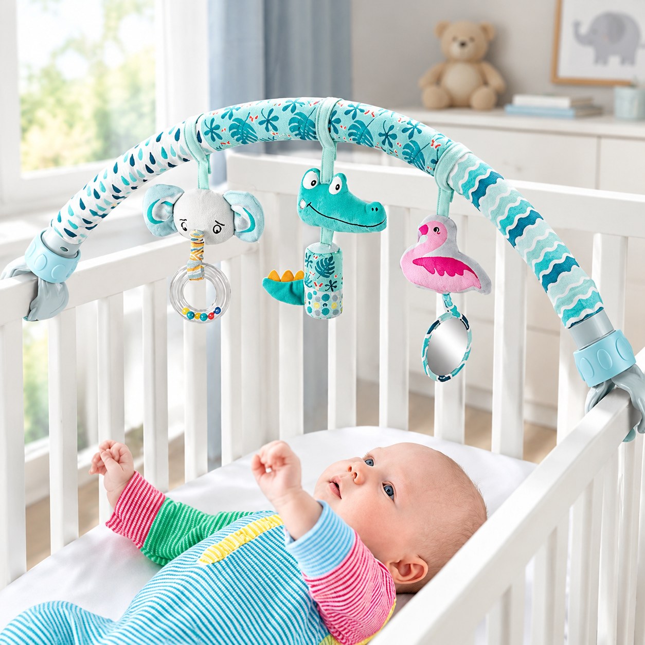 Crib Arch with Rattles for Crib Happy Monkey AFF42 — Baby toys