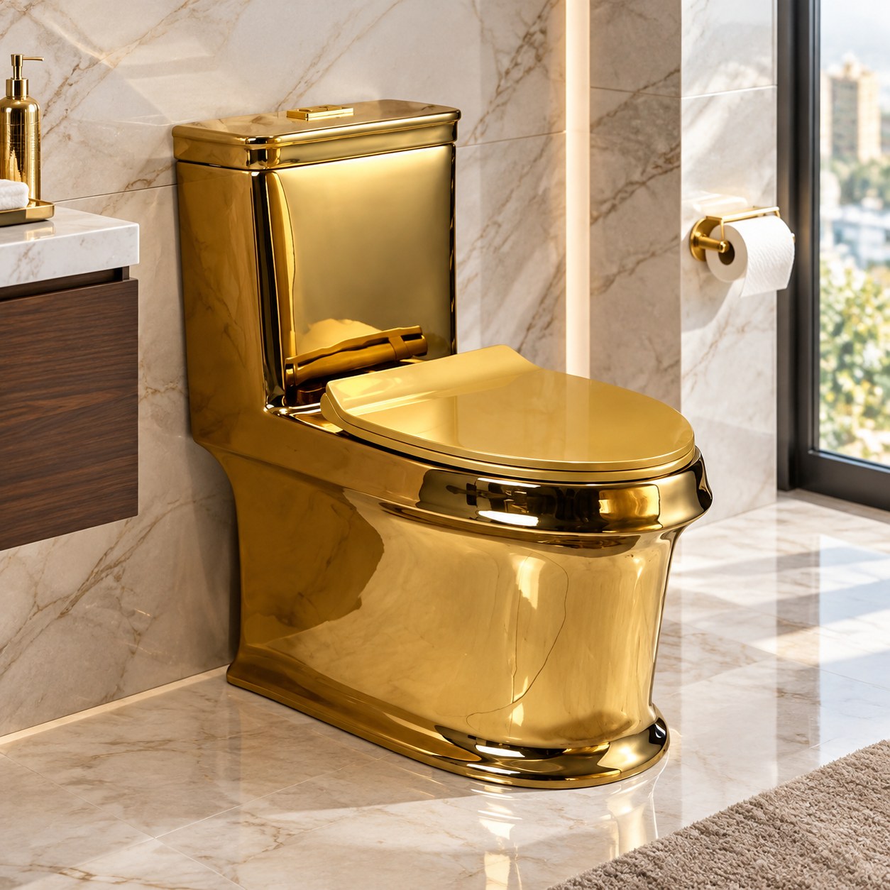 Dark Red Brand Luxurious Gold-Plated Toilet — Plumbing