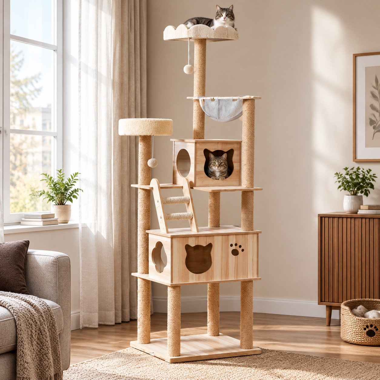 Dark Red Brand Cat Scratching Post, 180 cm, Brown