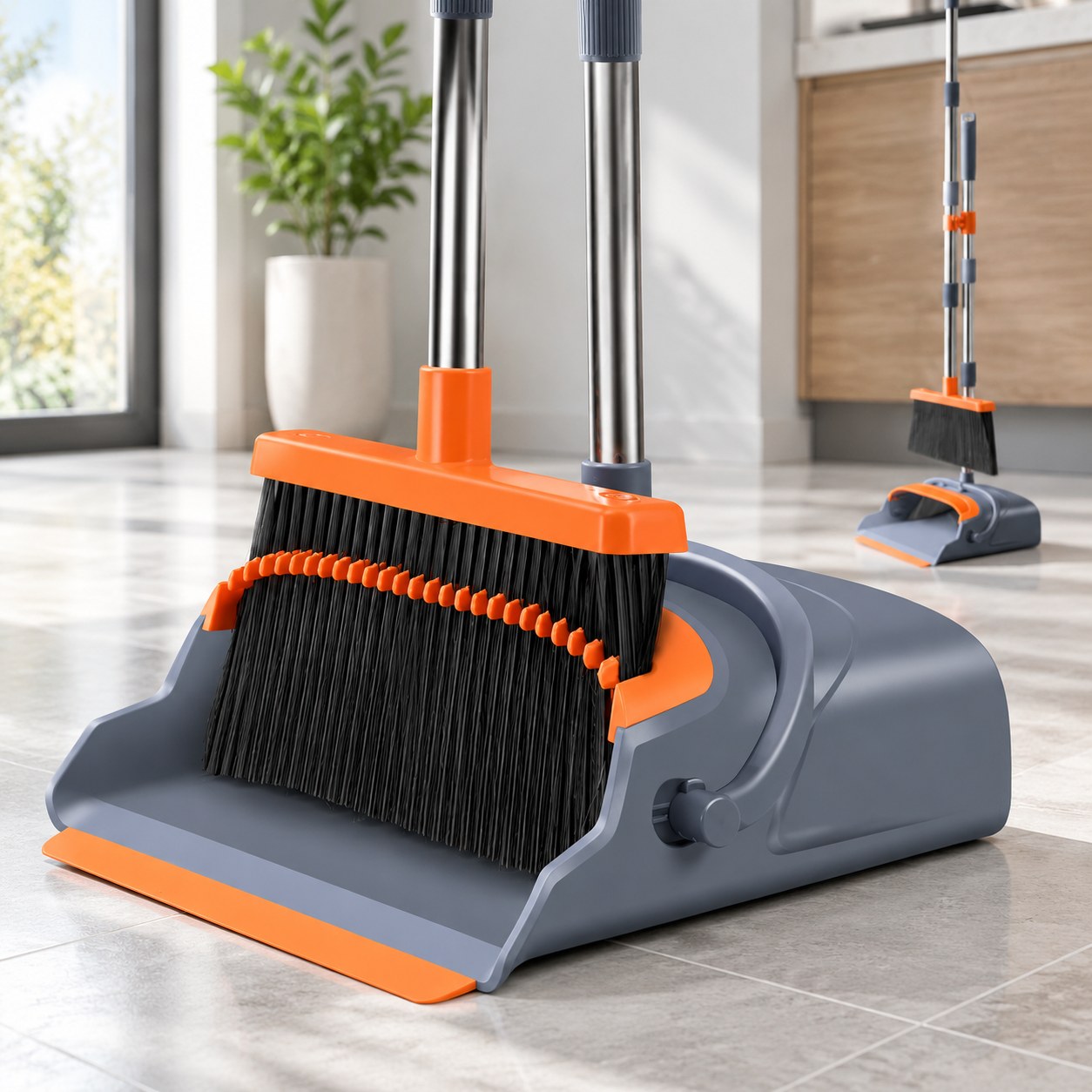 Self-Cleaning Broom and Dustpan Set, Harmony Hill's AT397 — Cleaning products