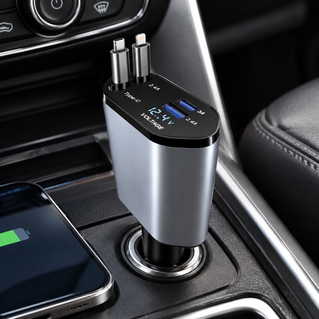 Dark Red Brand Telescopic Car Charger — Phone accessories