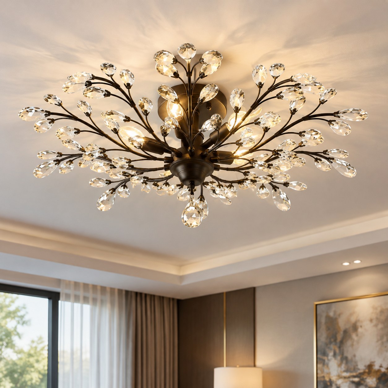 Dark Red Brand Crystal Ceiling Chandelier — Lighting