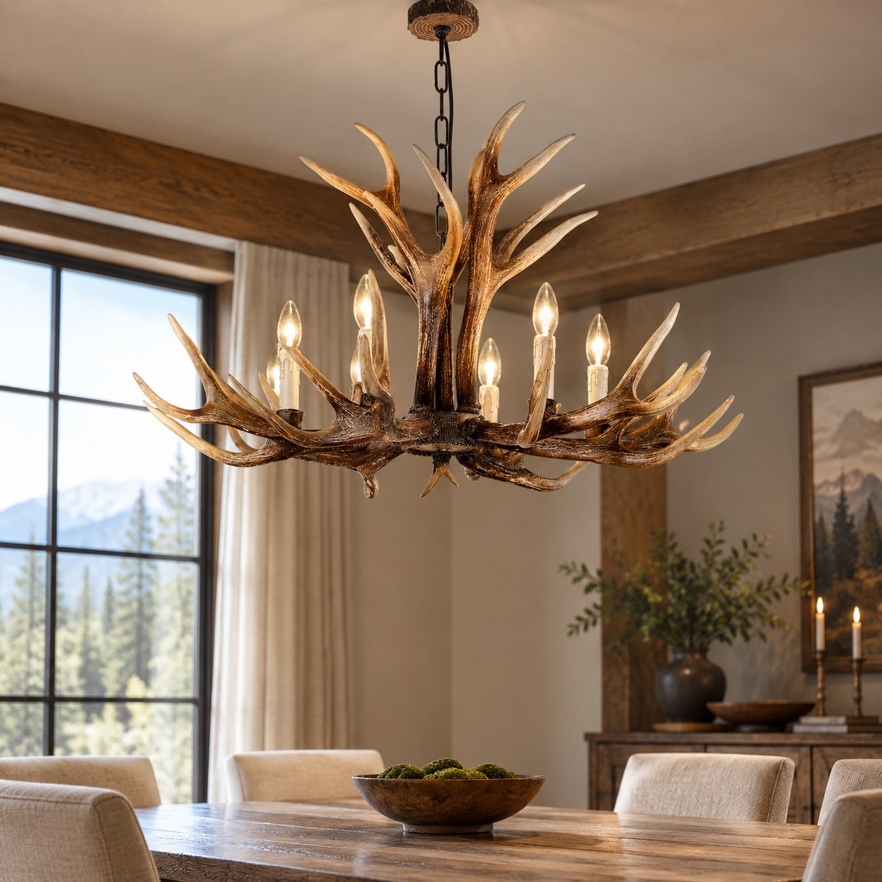 Harmony Hill's Resin Chandelier with Antlers — Lighting