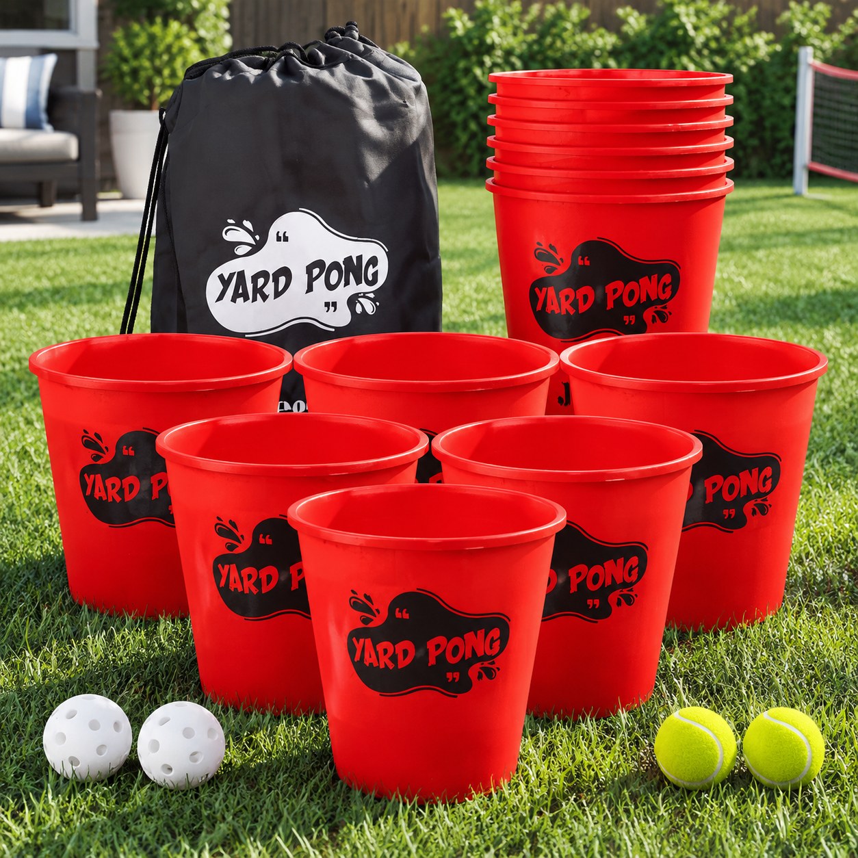 Yard Pong Game Set with Buckets and Balls — Leisure