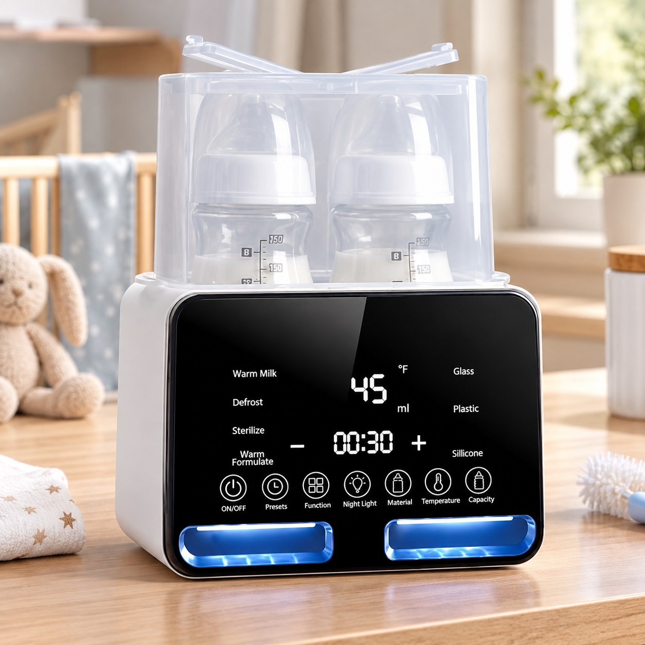 Baby Bottle Warmer 8-in-1 Dark Red Brand — Kids and baby