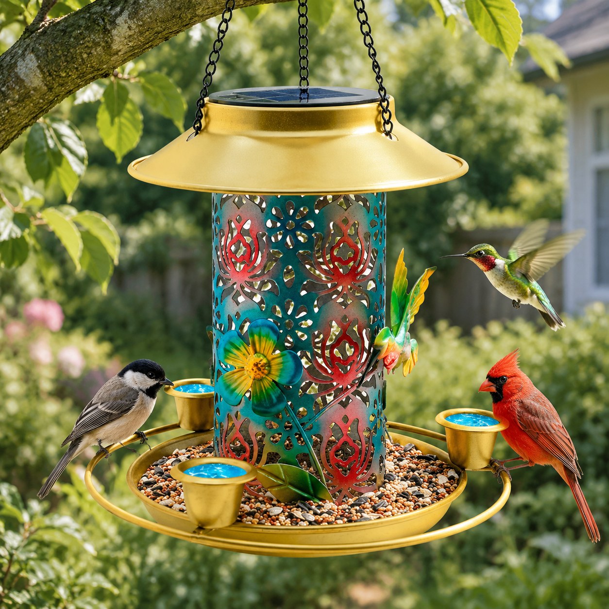 Harmony Hill's Bird Feeder with Solar Panel — Pet supplies