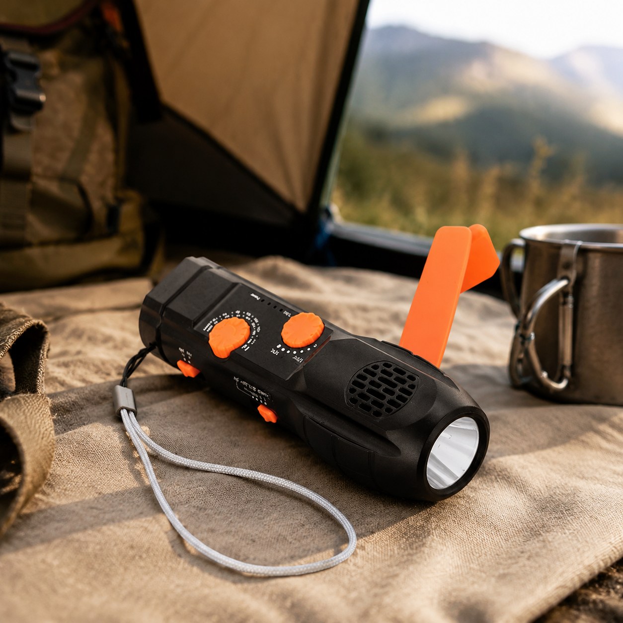 Dark Red Brand Radio Receiver Handheld Flashlight with Emergency Radio Receiver — TV, audio and video