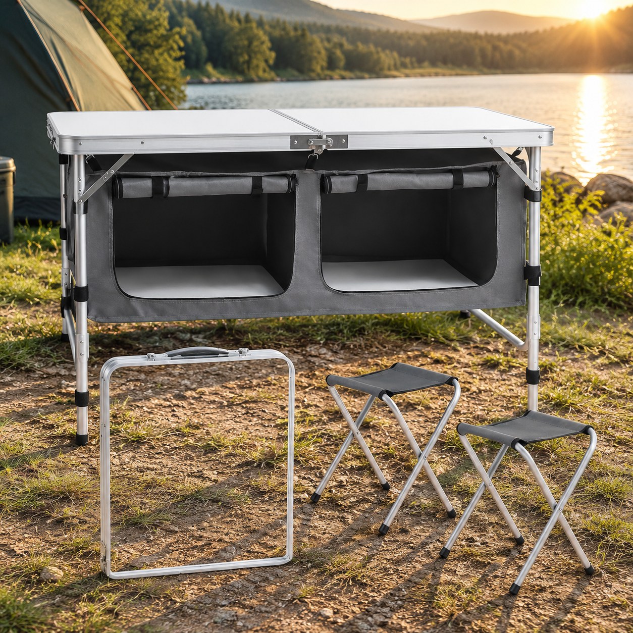 Karent AT755 Foldable Camping Table with Chairs — Sport and outdoors