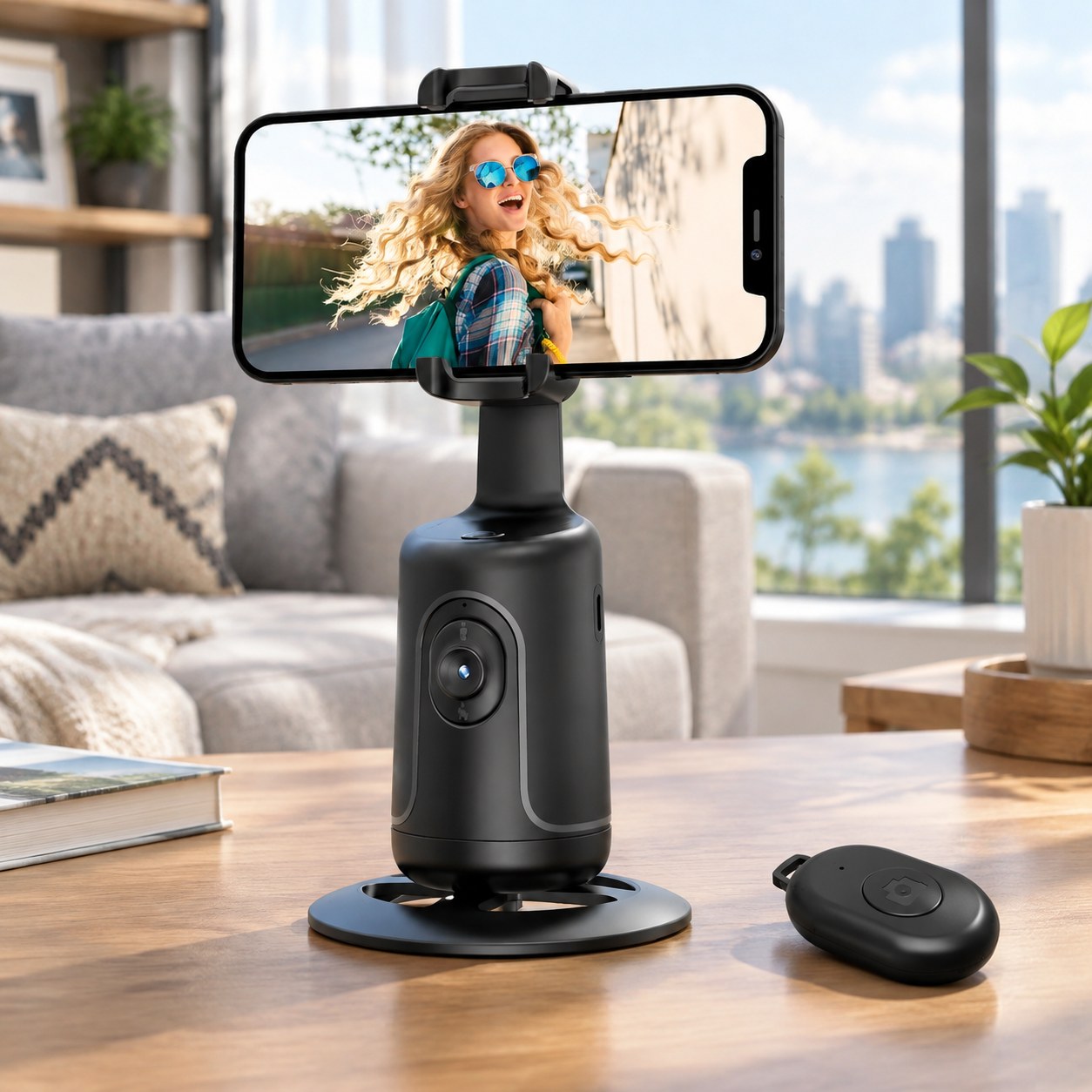Dark Red Brand Phone Tripod with Face Tracking