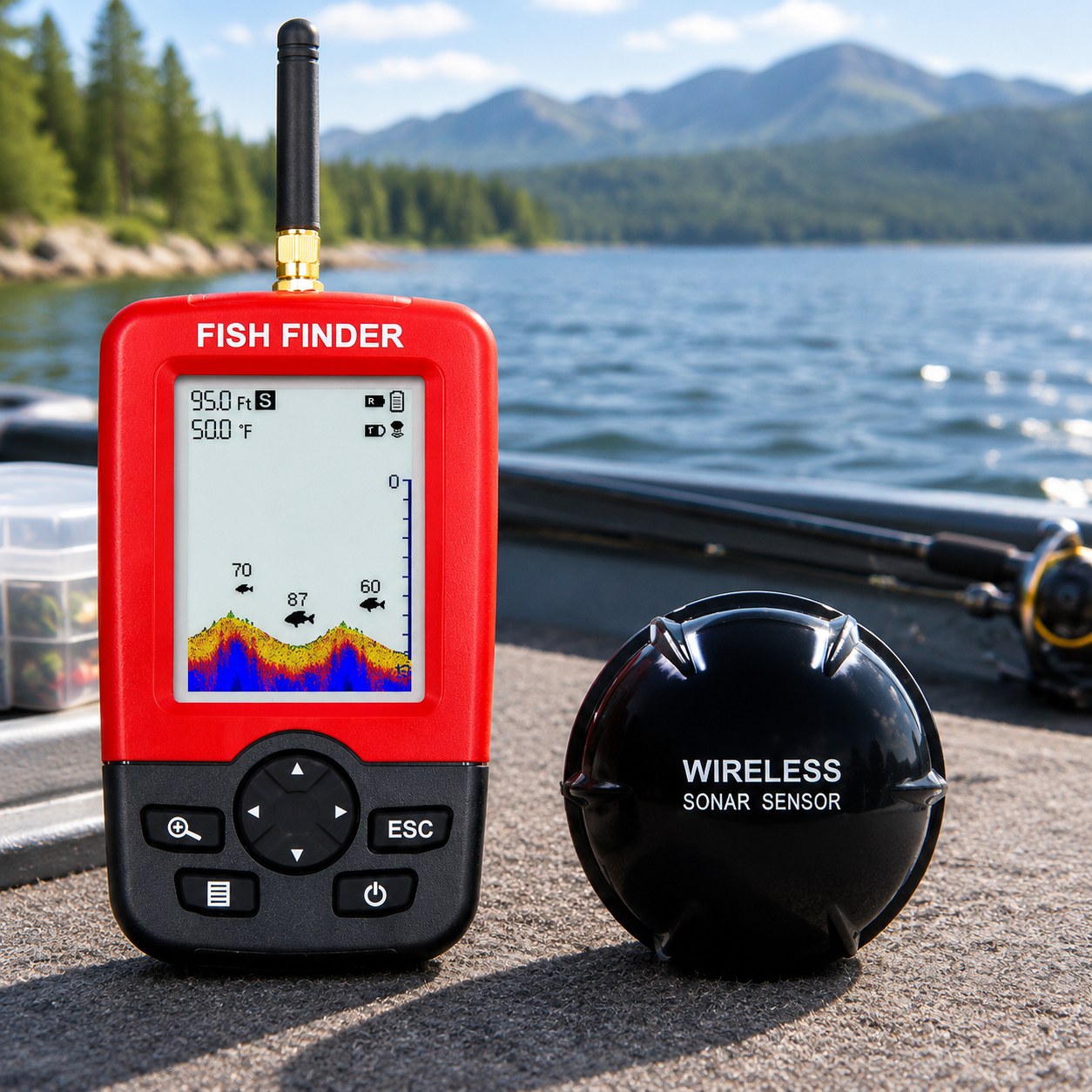 Fish Finder with Depth and Water Temperature Measurement — Sport and outdoors