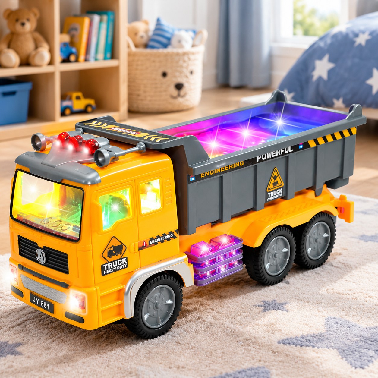 Dark Red Brand Toy Cargo Truck with Lights