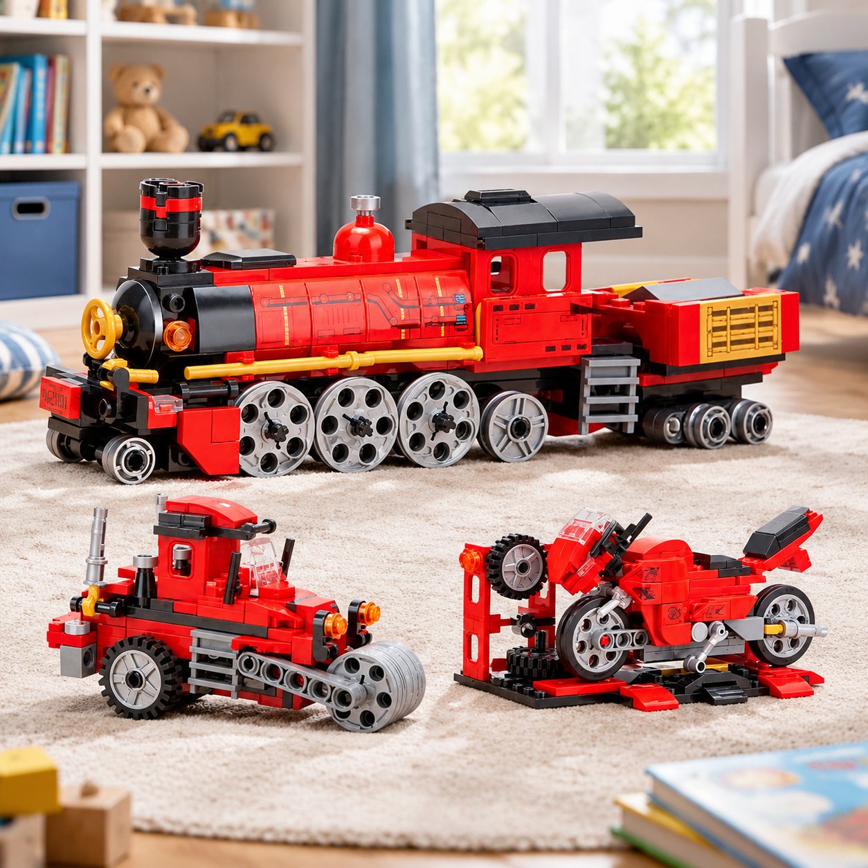 Dark Red Brand Toy Transformer Train