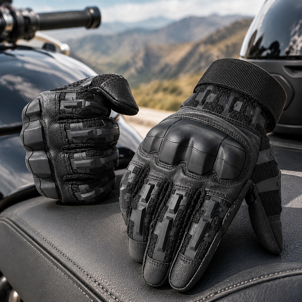 Nenurodyta Deal Protective Motorcycle Gloves, L, Black — Car and motorbike