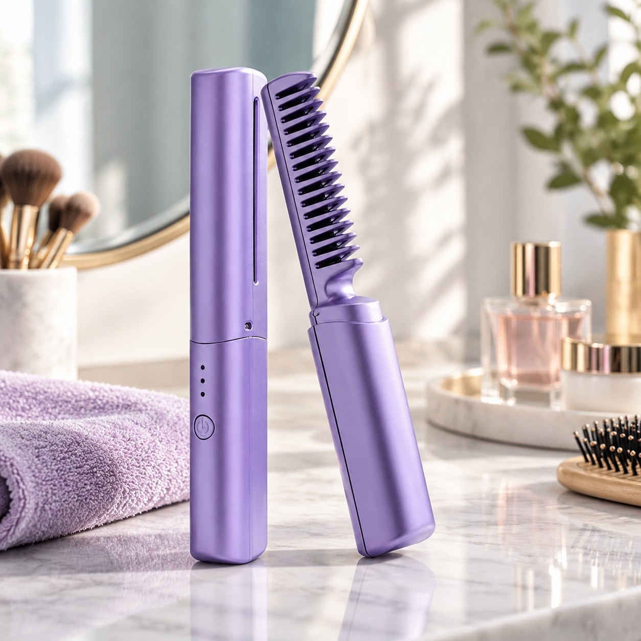 Hair Straightening Iron Dark Red Brand — Health and beauty