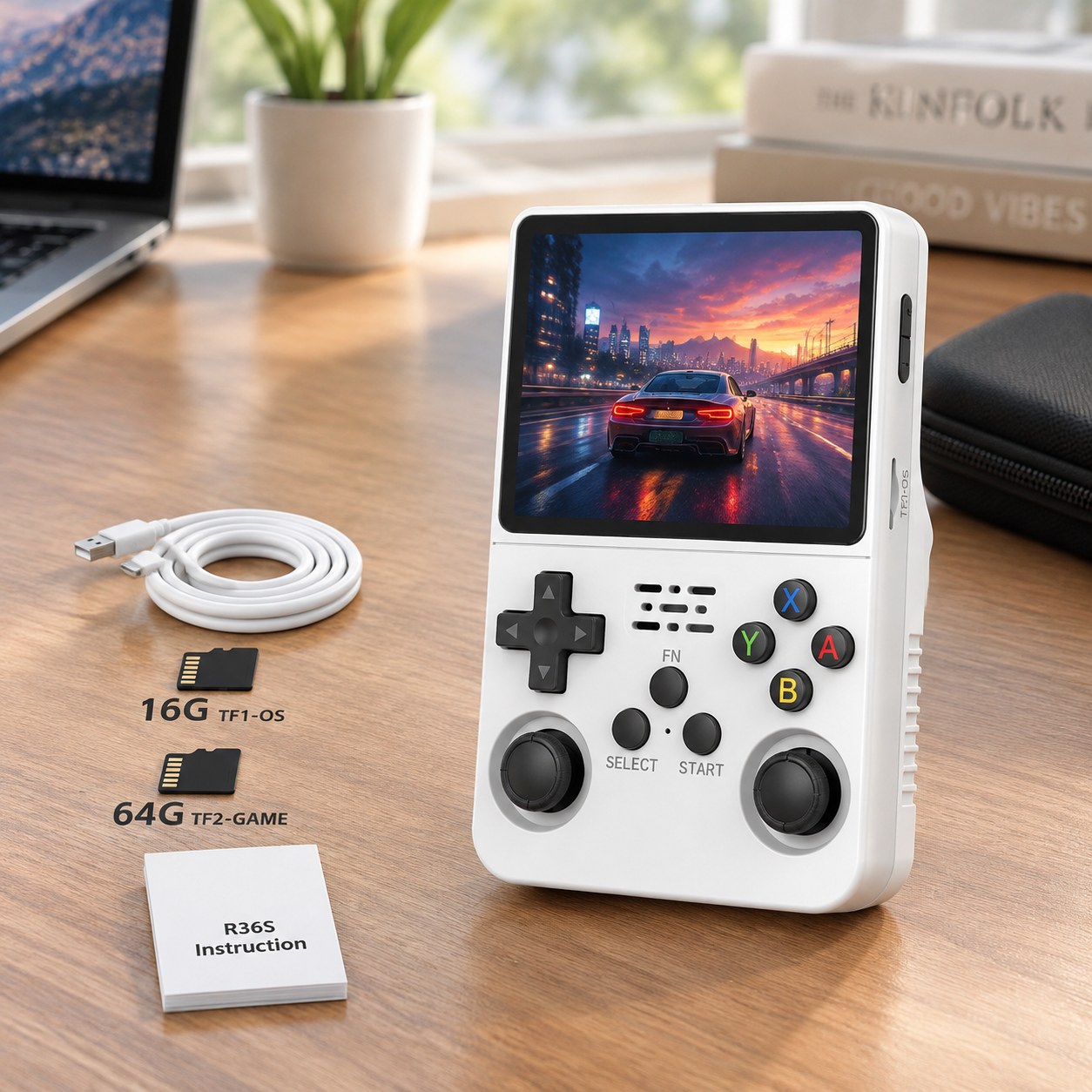 Nenurodyta DATA FROG R36S Retro Handheld Game Console Linux System 3.5 Inch IPS Gaming Screen Portable Pocket Video Player 2023 White — Computers