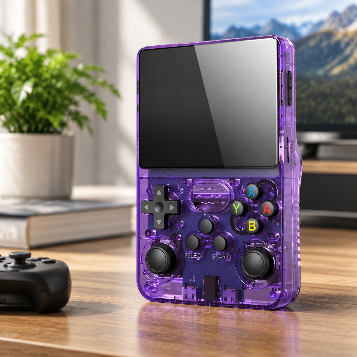 Nenurodyta Data Frog R36S Retro Gaming Console delninis vaizdo žaidimų konsolė „Linux“ sistema 3,5 colio IPS ekranas 64 GB nešiojamas kišeninis vaizdo grotuvas R35S Plus, PURPULINĖ — Computers