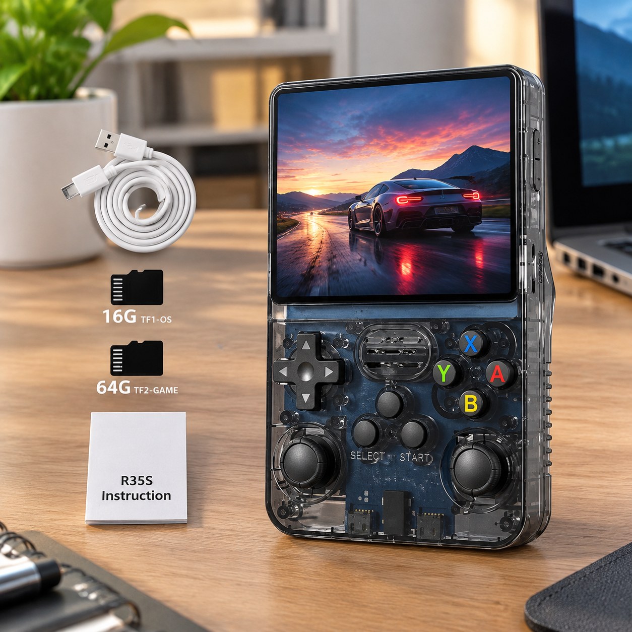 Data Frog R36S Retro Gaming Console Linux System 3.5 Inch IPS Screen Portable Pocket Video Player R35S Plus Black — Computers