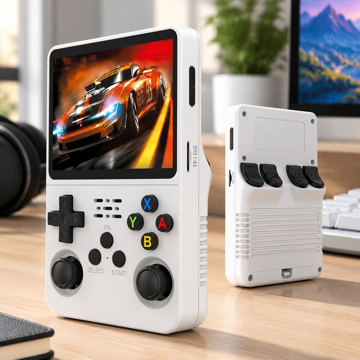 R36S Retro Gaming Console Linux System 3.5 Inch IPS Screen Portable Pocket Video Player 64GB 10 000+ Games White Without Card — Computers