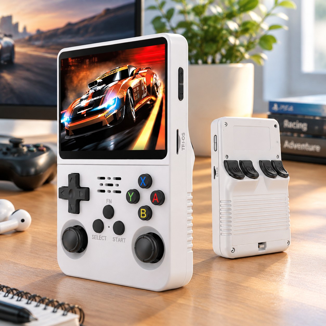 R36S Retro Gaming Console Open Source Linux System 3.5 Inch IPS Screen Video Game Player, Pocket Mini Controller 64 GB, 64G White — Computers