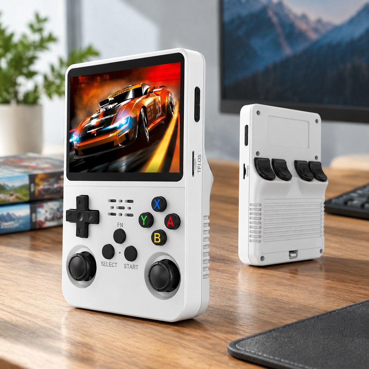 R36S Retro Gaming Console Open Source Linux System 3.5 Inch IPS Screen Video Game Player Pocket Mini Controller 64GB White — Computers