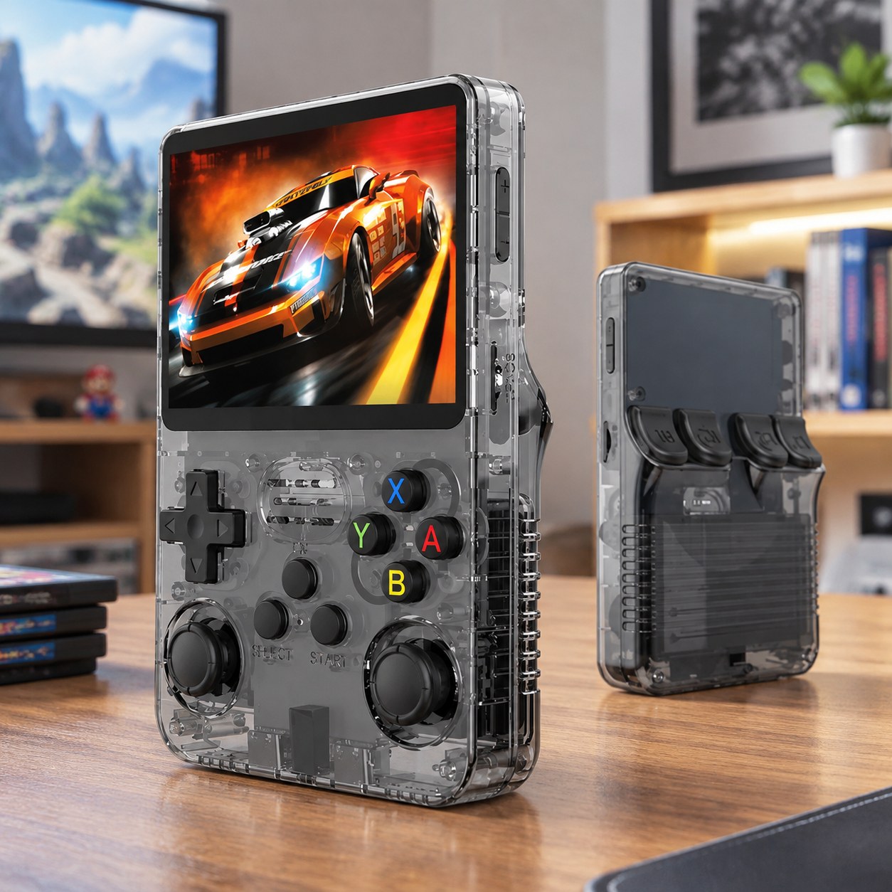 R36S Retro Gaming Console Open Source Linux System 3.5 Inch IPS Screen Video Game Player Portable Game Controllers 10 000+ Games, Gray without Card — Computers