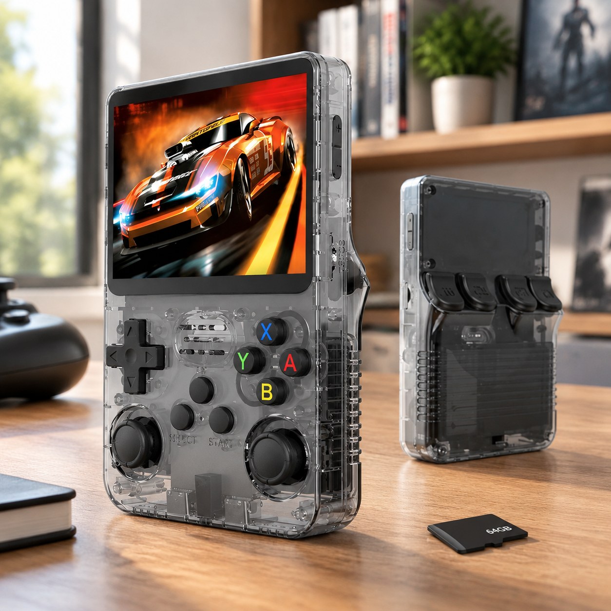 R36S Retro Handheld Gaming Console Open Source Linux System 3.5 Inch IPS Screen Video Game Player Portable Game Controllers 10 000+ Games, 64G Card Gray — Computers