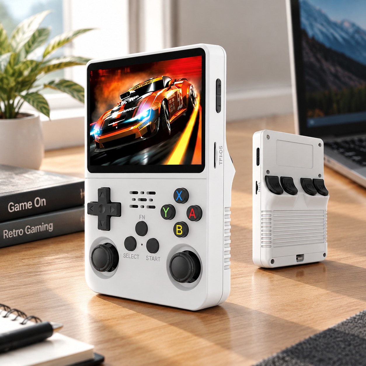 R36S Handheld Game Console with 64 GB Card, 15 000+ Games, 3,5-inch IPS Screen Mini Game Console, Open-Source Linux System, 2500 mAh, White, 32G — Computers