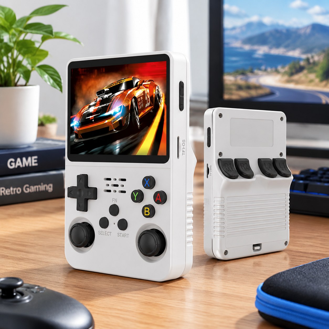 R36S Retro Handheld Video Game Console 3.5 Inch IPS Screen Player Kid Portable Pocket Video Player 64 GB 10 000+ Games Linux System White 64G — Computers