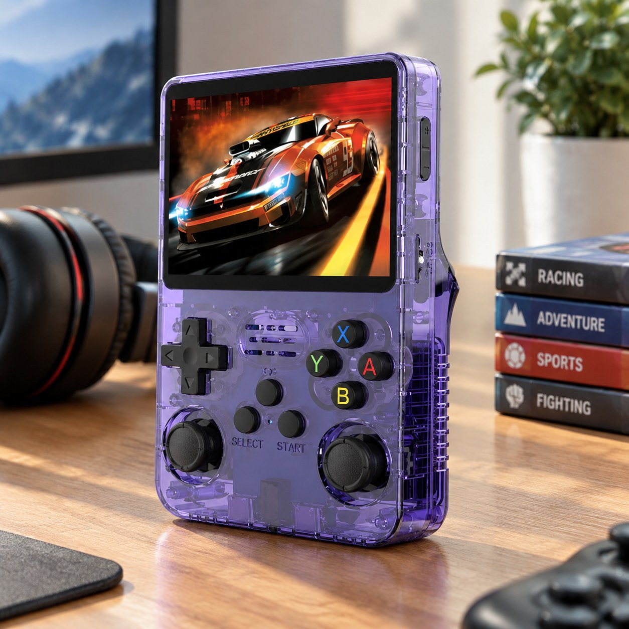 Game Console R36s Retro delninė žaidimų konsolė „Linux“ sistema 3.5 colio ekranas, 15 000 ir daugiau žaidimų mini kišeninis nešiojamas vaizdo žaidimų grotuvas, T violetinė-128G — Computers