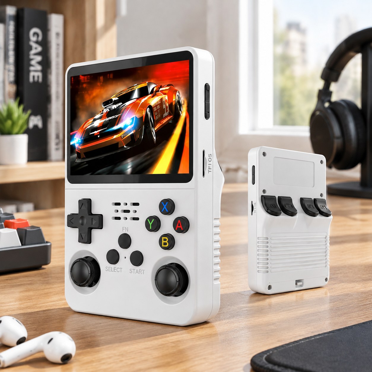 Atvirojo kodo R36S Retro Handheld Video Game Console Linux System 3.5 Inch IPS Screen Portable Pocket Video Player 64 GB Games White — Computers