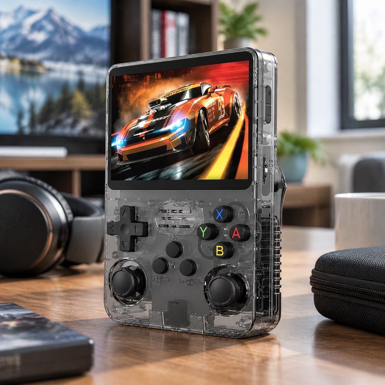 Nenurodyta R36S Gaming Console Portable Mini Game Console 3.5 Inch IPS Screen Linux System Video Game Player Built-in 15 000 Games Controller R35S Plus Black 64G — Computers