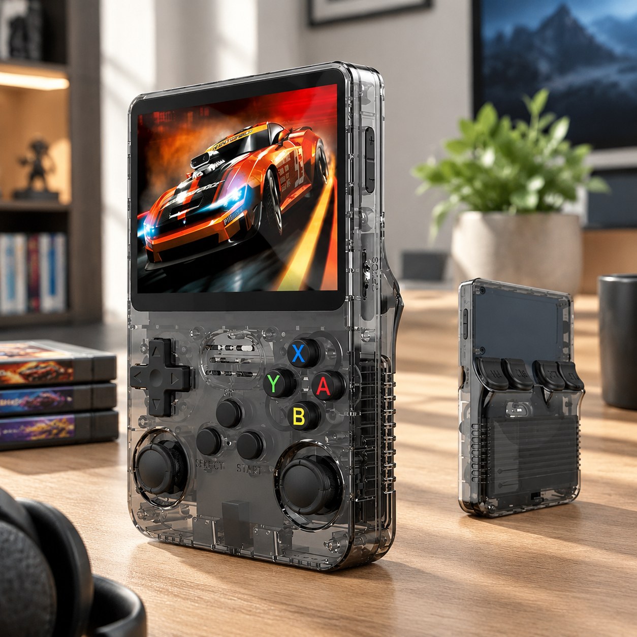 Nenurodyta R36S Retro Gaming Console Linux System 3.5 Inch IPS Screen R35s Pro Portable Pocket Video Player 64 GB Games, Black — Computers