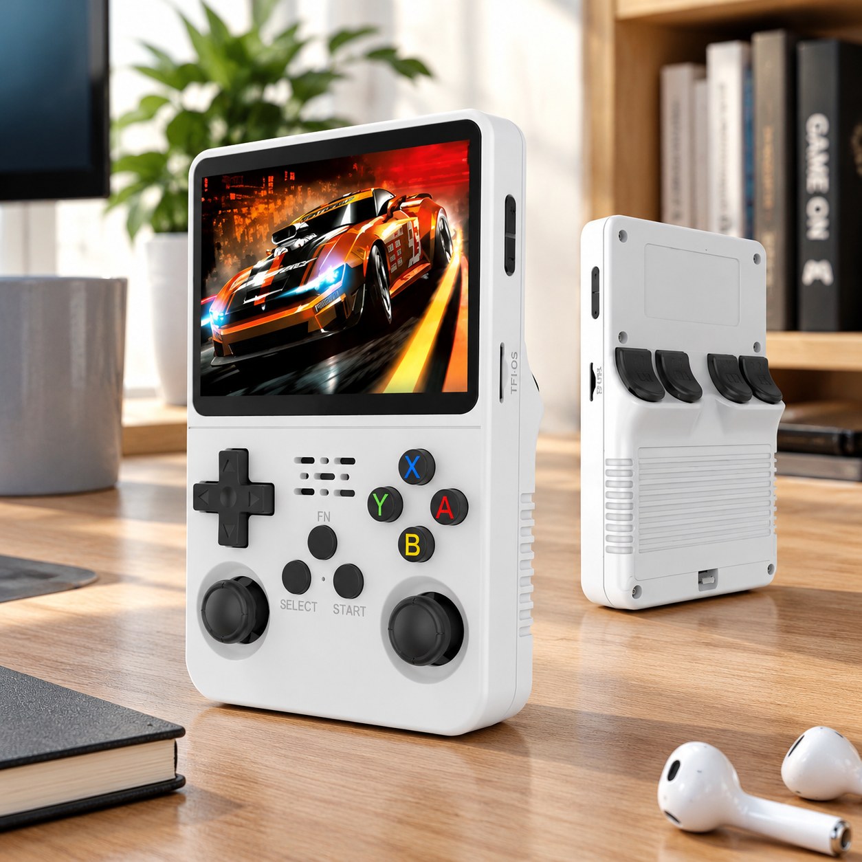Rankinis žaidimų grotuvas R36S retro vaizdo žaidimų konsolė 3,5 colio IPS ekranas 20000 žaidimų 3D vairasvirtė nešiojamas žaidimų aparatas atvirojo kodo, Baltas 128G — Computers