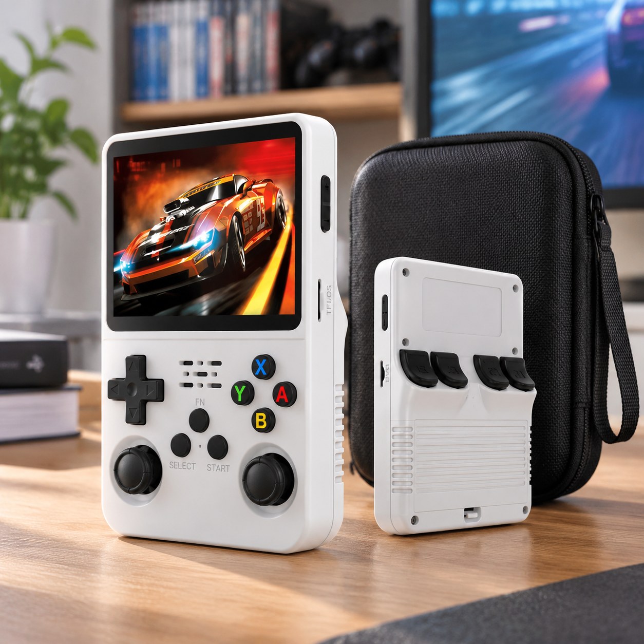 R36S Retro Gaming Console 3.5-inch IPS Screen Handheld Game Controller Open Source Linux System 64G 15000+ Games Portable Video Player R35S, White-128GB with Bag — Computers